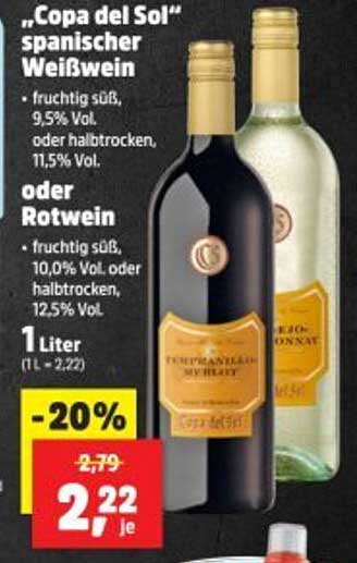 „Copa del Sol“ spanischer Weißwein oder Rotwein