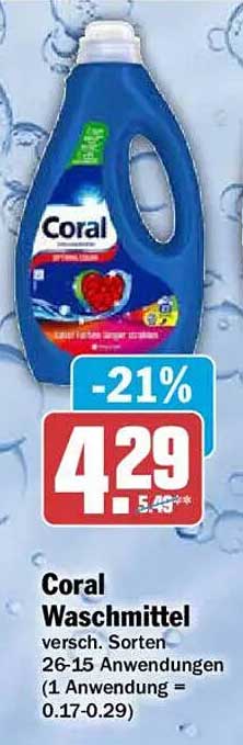 Coral Waschmittel versch. Sorten 26-15 Anwendungen (1 Anwendung = 0.17-0.29)