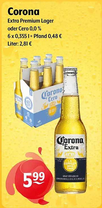 Corona Extra Premium Lager oder Cero 0,0 %