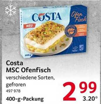 Costa MSC Ofenfisch verschiedene Sorten, gefroren 400-g-Packung