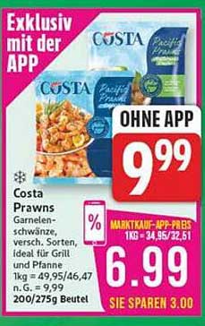 Costa Prawns Garnelen-schwanze, versch. Sorten, ideal für Grill und Pfanne
