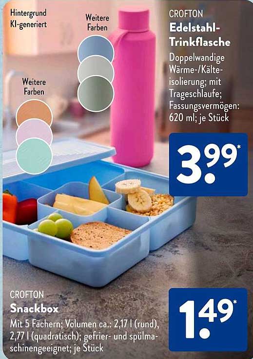 CROFTON Edelstahl-Trinkflasche