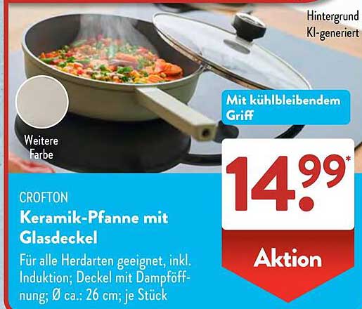CROFTON Keramik-Pfanne mit Glasdeckel