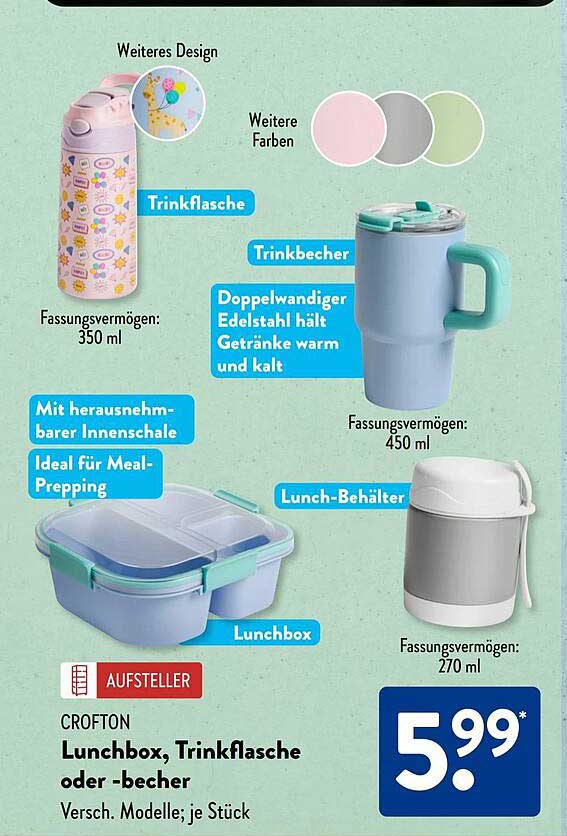 CROFTON Lunchbox, Trinkflasche oder -becher