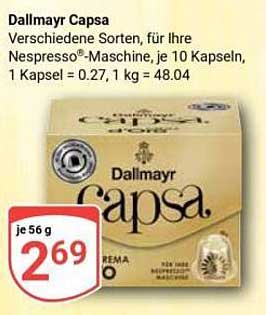 Dallmayr Capsa Verschiedene Sorten, für Ihre Nespresso®-Maschine, je 10 Kapseln, 1 Kapsel = 0.27 l, 1 kg = 48.04