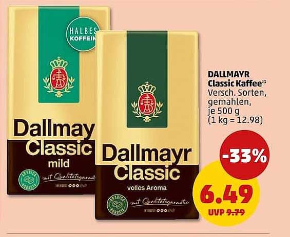 Dallmayr Classic Kaffee® Versch. Sorten, gemahlen, je 500 g (1 kg = 12.98)