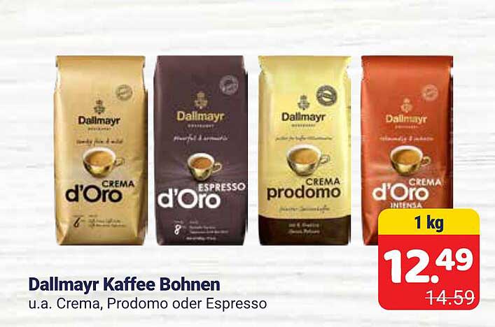 Dallmayr Kaffee Bohnen u.a. Crema, Prodomo oder Espresso