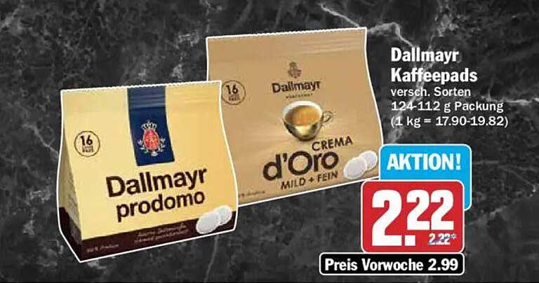 Dallmayr Kaffeepads versch. Sorten 16-112 g Packung
