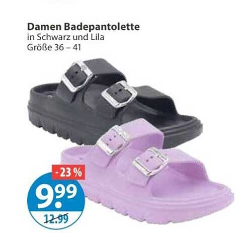 Damen Badepantolette in Schwarz und Lila Größe 36 – 41