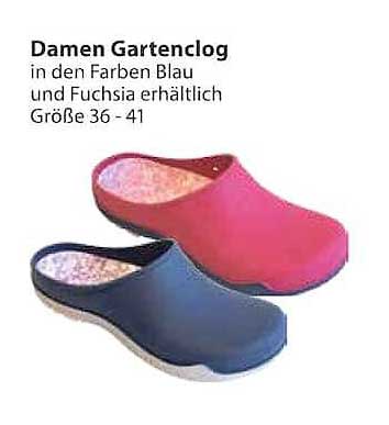 Damen Gartenclog in den Farben Blau und Fuchsia erhältlich Größe 36 - 41