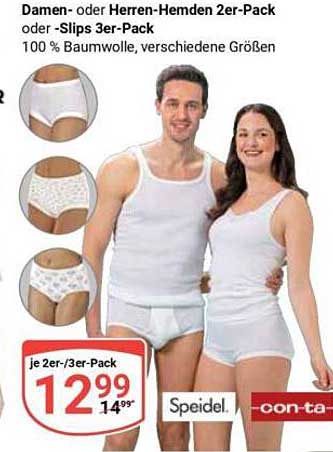 Damen- oder Herren-Hemden 2er-Pack oder -Slips 3er-Pack