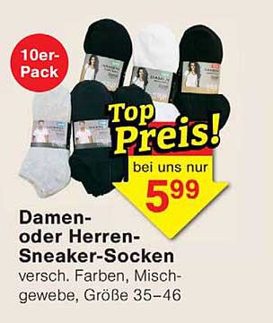 Damen- oder Herren-Sneaker-Socken