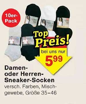 Damen- oder Herren-Sneaker-Socken