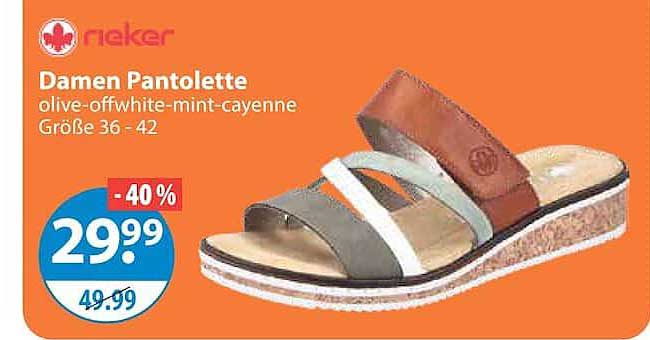 Damen Pantolette olive-offwhite-mint-cayenne Größe 36 - 42