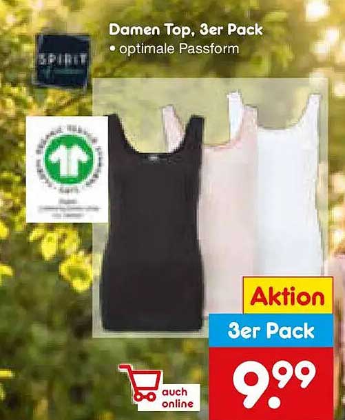 Damen Top, 3er Pack • optimale Passform