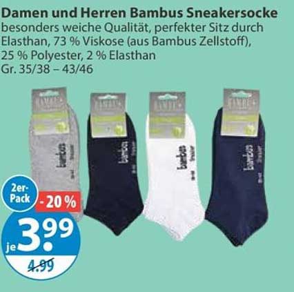 Damen und Herren Bambus Sneakersocke