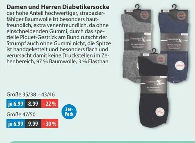 Damen und Herren Diabetikersocke