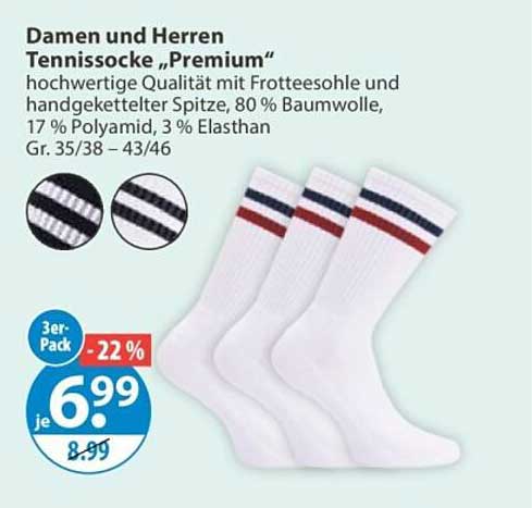 Damen und Herren Tennissocke „Premium“