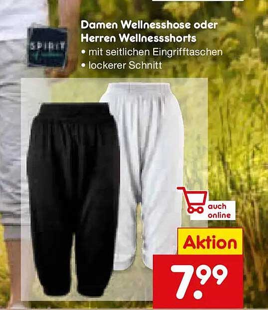 Damen Wellnesshose oder Herren Wellnessshorts