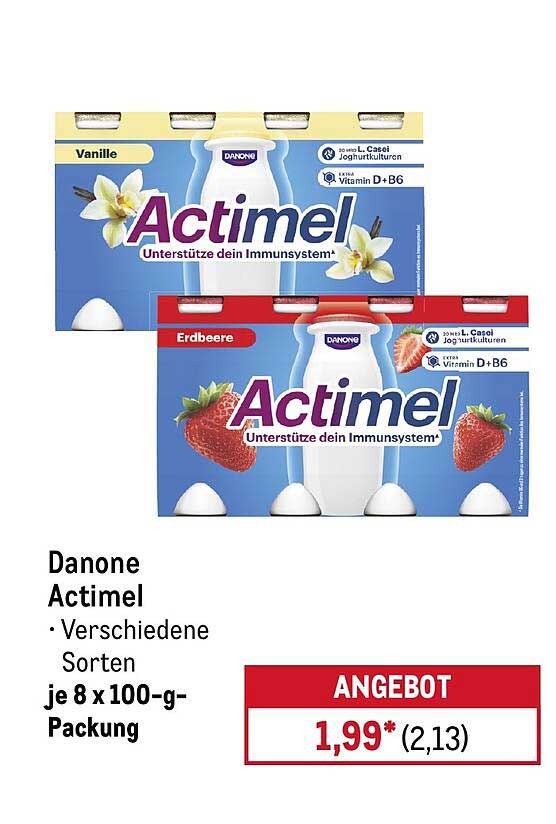 Danone Actimel · Verschiedene Sorten je 8 x 100-g-Packung