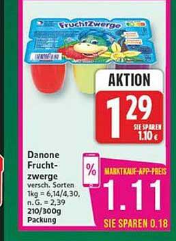Danone Fruchtzwerge versch. Sorten 1kg = 6,14/4,30, n. G. = 2,39 210/300g Packung