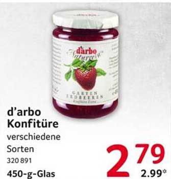 d’arbo Konfitüre verschiedene Sorten 450-g-Glas