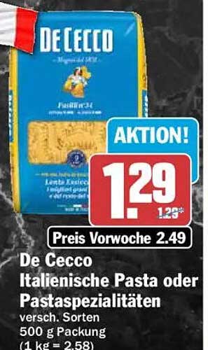 De Cecco Italienische Pasta oder Pastaspezialitäten