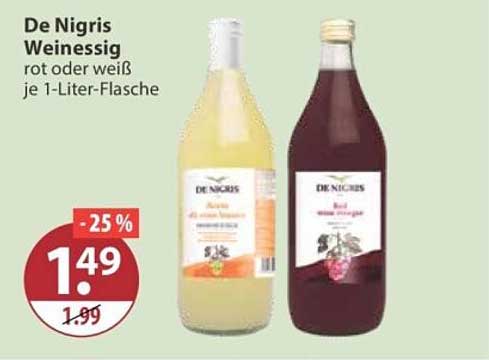 De Nigris Weinessig rot oder weiß je 1-Liter-Flasche