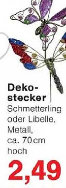 Deko-stecker Schmetterling oder Libelle, Metall, ca. 70 cm hoch