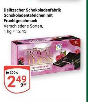 Delitzscher Schokoladenfabrik Schokoladentäfelchen mit Fruchtgeschmack Verschiedene Sorten, 1 kg = 12.45