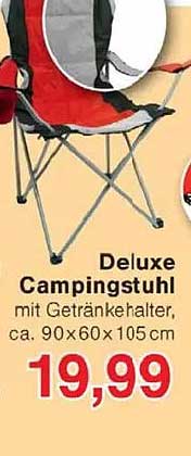 Deluxe Campingstuhl mit Getränkehalter, ca. 90x60x105 cm