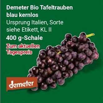 Demeter Bio Tafeltrauben blau kernlos