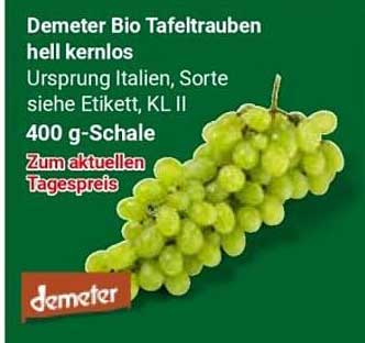 Demeter Bio Tafeltrauben hell kernlos