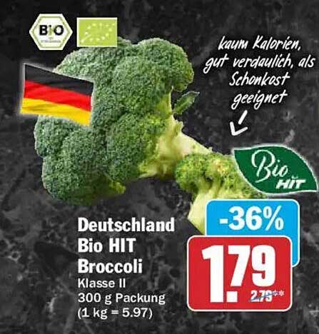Deutschland Bio HIT Broccoli Klasse II 300 g Packung