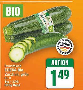 Deutschland EDEKA Bio Zucchini, grün Kl. II 1kg = 2,98 500g Bund