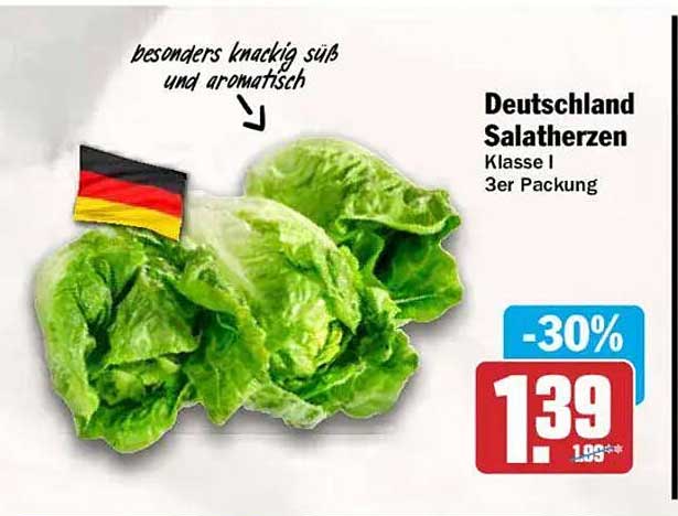 Deutschland Salatherzen Klasse I 3er Packung
