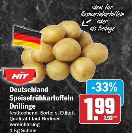 Deutschland Speisefrühkartoffeln Drillinge