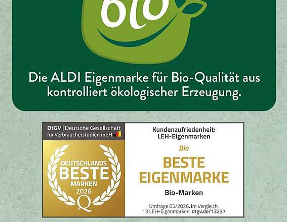 Die ALDI Eigenmarke für Bio-Qualität aus kontrolliert ökologischer Erzeugung.