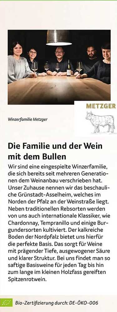 Die Familie und der Wein mit dem Bullen