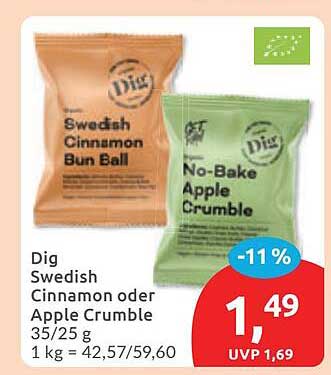 Dig Swedish Cinnamon oder Apple Crumble 35/25 g 1 kg = 42,57/59,60