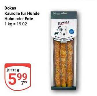 Dokas Kaurolle für Hunde Huhn oder Ente 1 kg = 19.02