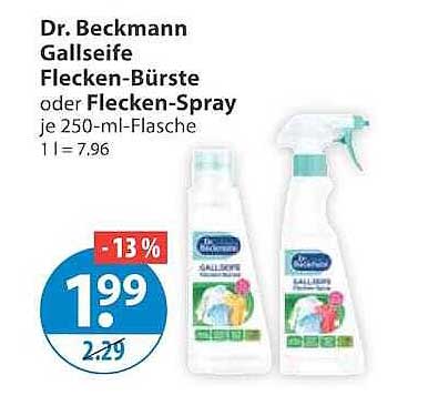Dr. Beckmann Gallseife Flecken-Bürste oder Flecken-Spray je 250-ml-Flasche 1 l = 7.96