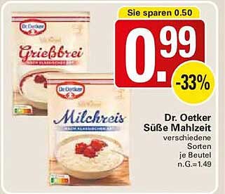 Dr. Oetker Süße Mahlzeit verschiedene Sorten je Beutel