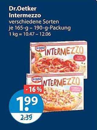 Dr.Oetker Intermezzo verschiedene Sorten je 165-g = 190-g-Packung 1 kg = 10.47 – 12.06