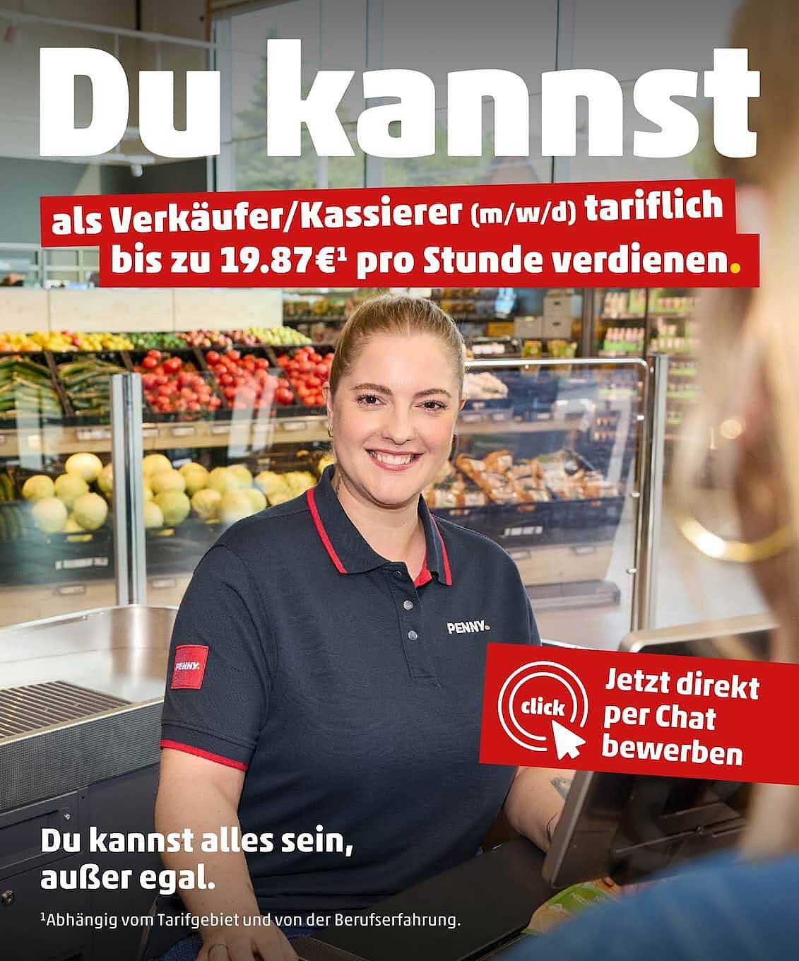 Du kannst als Verkäufer/Kassierer (m/w/d) tariflich bis zu 19.87€¹ pro Stunde verdienen.