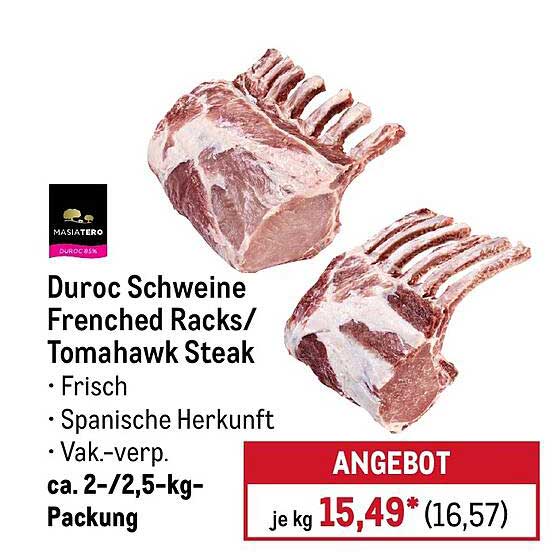 Duroc Schweine Frenched Racks/Tomahawk Steak