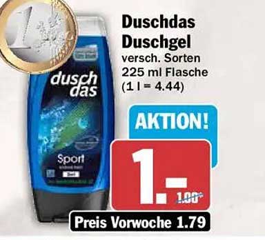 Duschdas Duschgel versch. Sorten 225 ml Flasche (1 l = 4.44)