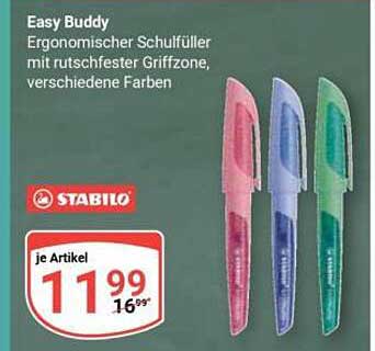 Easy Buddy Ergonomischer Schulfüller mit rutschfester Griffzone, verschiedene Farben