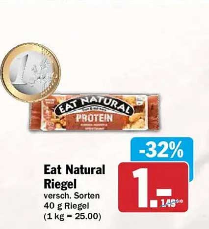 Eat Natural Riegel versch. Sorten 40 g Riegel (1 kg = 25.00)