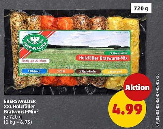 EBERSWALDER XXL Holzfäller Bratwurst-Mix* je 720 g (1 kg = 6.93)